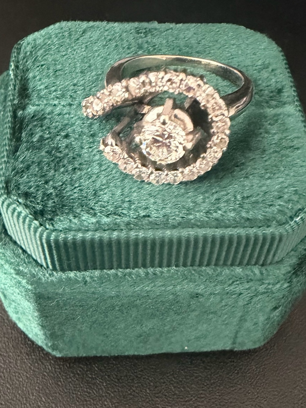Solid 18kt Gold Spiral Halo Diamond Ring